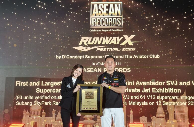 D’Concept Supercar Club and The Aviator Club Recognised by ASEAN Records for First and Largest Gathering of Lamborghini Aventador SVJ and V12 Supercars Staged Alongside a Private Jet Exhibition