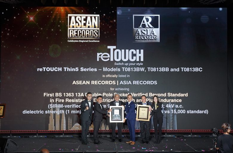 Broadlink Marketing Sdn Bhd (reTOUCH) Recognised by ASEAN Records for First BS 1363 13A Double-Pole Socket Verified Beyond Standard in Fire Resistance, Electrical Strength and Plug Endurance